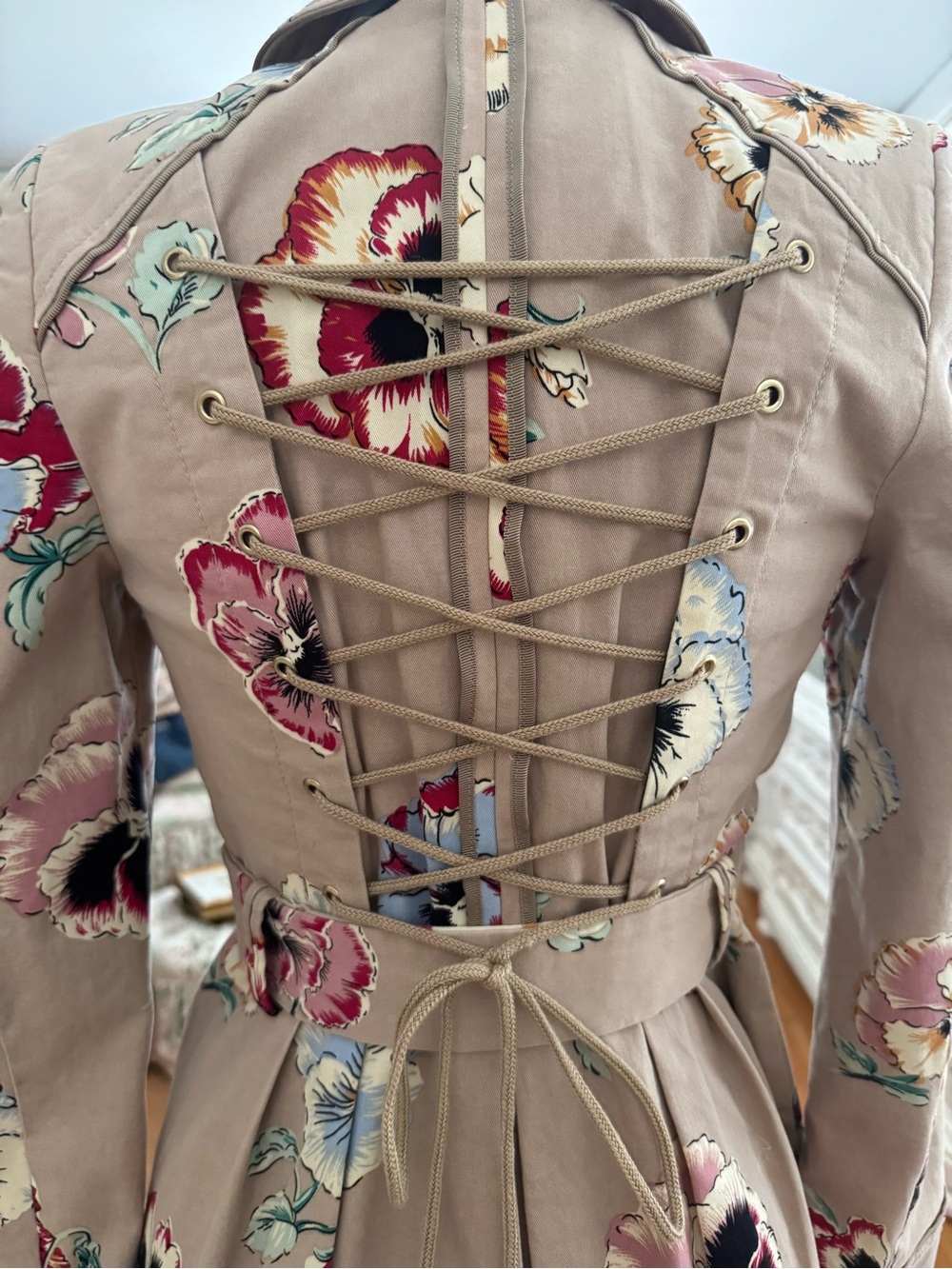 Anthropologie Elevenses Pansy Corset Trench Coat Pretty Little Liars Glee Size 4 - Picture 4 of 12